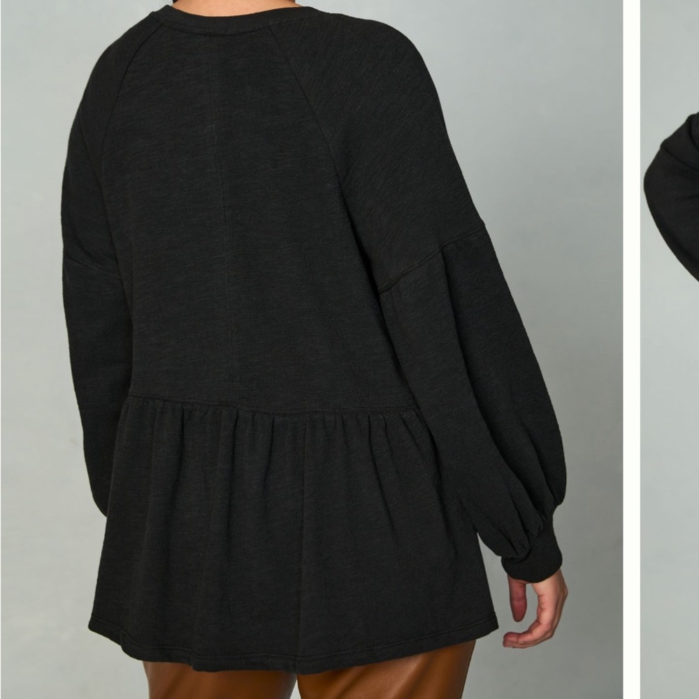 Anthropologie Pilcro Long-Sleeve Babydoll Top Black XL Neutral - Picture 3 of 13
